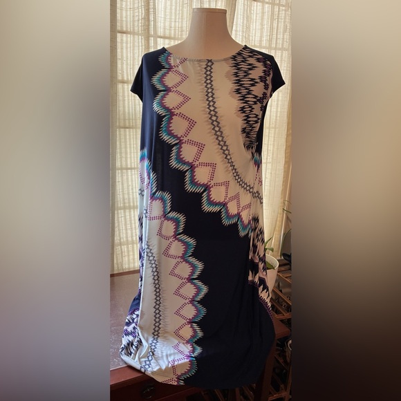 Chico's Dresses & Skirts - Chico's Blue & White Geometric Pattern Dress XL (Chico’s 3)